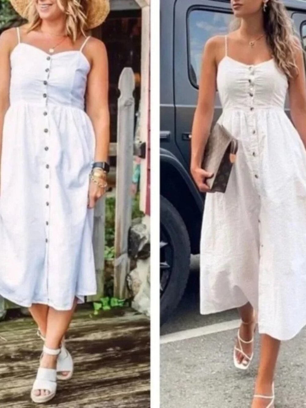 H&M White Linen Blend Dress XS